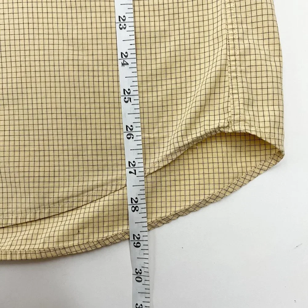 J. Crew Shirt Men's Size M Yellow Grey Checkered Print Button Down